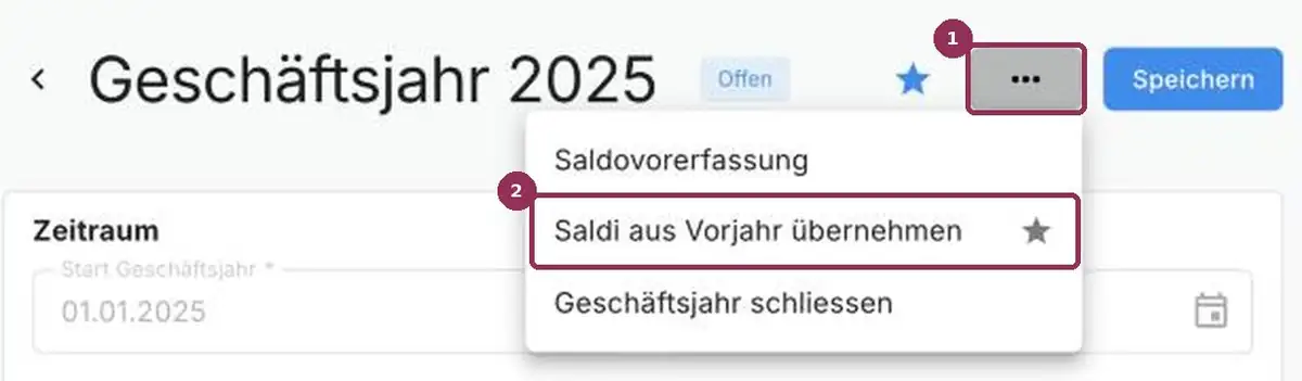 AbaNinja Gesch&auml;ftsjahr: Saldi aus Vorjahr &uuml;bernehmen